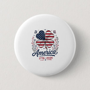 Badge Rond 5 Cm Chemise de trèfle patriotique Vintage America 1776