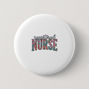 Badge Rond 5 Cm Chemise de typographie florale vintage d'infirmièr