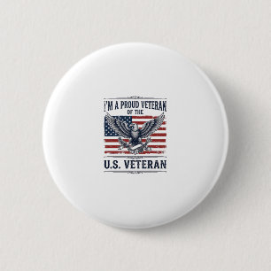 Badge Rond 5 Cm Chemise de vétéran patriotique aigle gravure vinta
