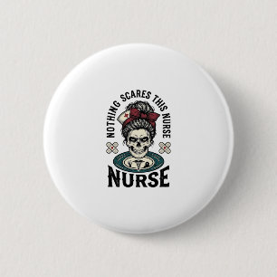 Badge Rond 5 Cm Chemise d'infirmière Halloween Graphique de crâne 