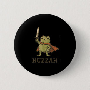 Badge Rond 5 Cm Chemise drôle de grenouille Huzzah, tee vintage du