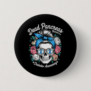 Badge Rond 5 Cm Chemise du Club du Pancréas Paresseux Crâne Floral
