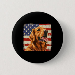 Badge Rond 5 Cm Chemise du drapeau américain du chien Retriever do
