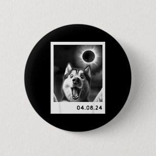 Badge Rond 5 Cm Chemise Éclipse Totale du Soleil Husky Sibérien