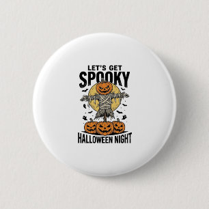 Badge Rond 5 Cm Chemise Épouvantail Citrouille Graphique Halloween