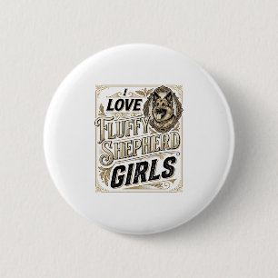 Badge Rond 5 Cm Chemise Fille Berger Allemand Gravure Vintage Chie