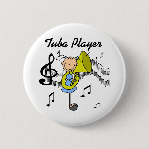 Badge Rond 5 Cm Chemise Fille Personnage Bâton Joueuse de Tuba et