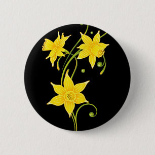 Badge Rond 5 Cm Chemise Fleur de Jonquilles Floral Printemps Desig