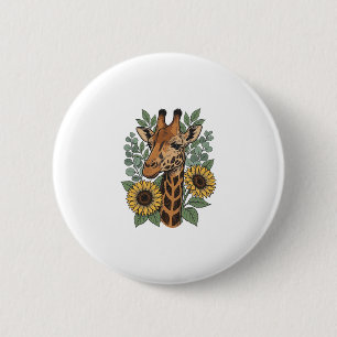 Badge Rond 5 Cm Chemise florale tournesol girafe gravée vintage_1