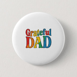 Badge Rond 5 Cm Chemise Grateful Dad Vintage Rainbow Typography_1
