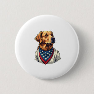 Badge Rond 5 Cm Chemise gravée vintage Americana Golden Retriever