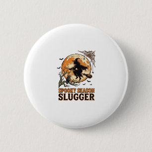 Badge Rond 5 Cm Chemise Halloween Baseball Sorcière Gravure Vintag