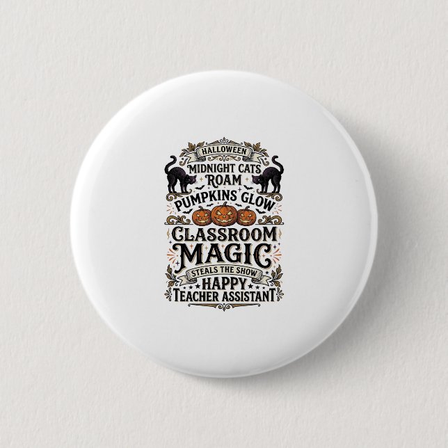Badge Rond 5 Cm Chemise Halloween d'Assistant de Professeur avec C (Devant)