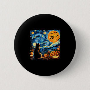 Badge Rond 5 Cm Chemise Halloween Hommes Femmes Chat Noir Citrouil