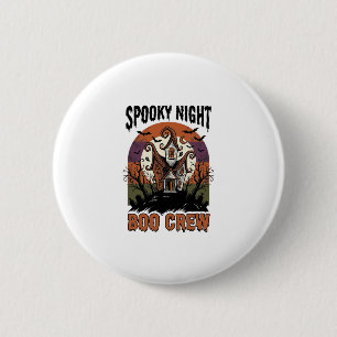 Badge Rond 5 Cm Chemise Halloween Vintage Boo Night Maison Hantée 