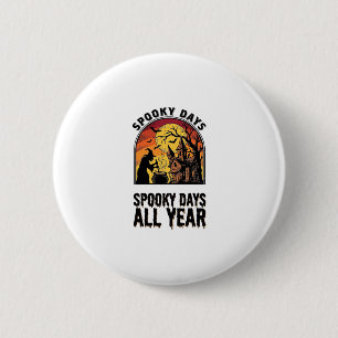 Badge Rond 5 Cm Chemise Halloween Vintage Maison de Sorcière Lune