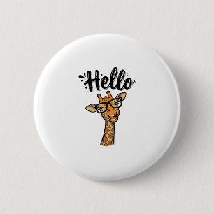 Badge Rond 5 Cm Chemise Hello Giraffe Gravure Vintage Animal Migno