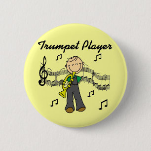 Badge Rond 5 Cm Chemise homme à figure bâton jouant de la trompett