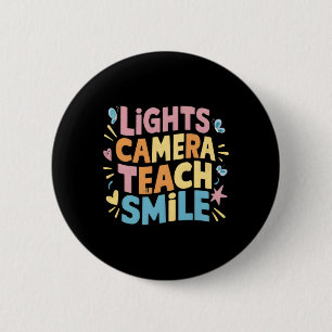 Badge Rond 5 Cm Chemise légère caméra enseigner sourire drôle reto