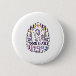 Badge Rond 5 Cm Chemise Licorne Phases Lunaires Licorne Fond Blanc