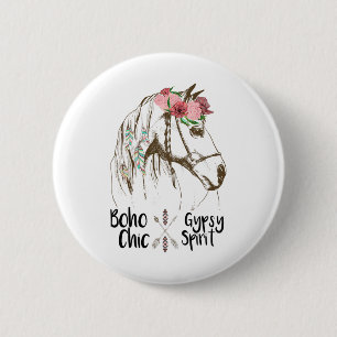 Badge Rond 5 Cm Chemise Lover Boho Hippie Cheval Cute Hippie Weste