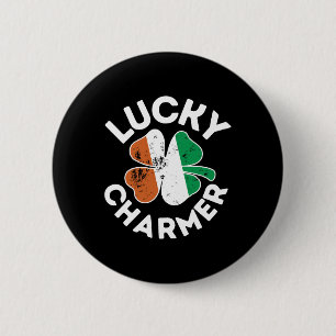 Badge Rond 5 Cm Chemise Lucky Charmer Garçons Filles Drôle St. Pat