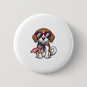 Badge Rond 5 Cm Chemise lunettes de soleil chien Beagle patriotiqu