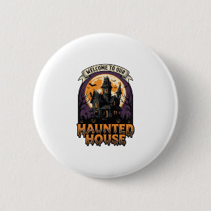 Badge Rond 5 Cm Chemise Maison Hantée Vintage Halloween Bienvenue 