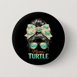 Badge Rond 5 Cm Chemise Maman Tortue Vie Marine Été Océan Cadeau M