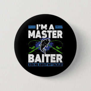 Badge Rond 5 Cm Chemise Master Iter Drôle Pêche Pêcheur Poisson