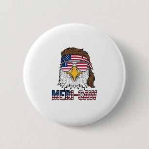 Badge Rond 5 Cm Chemise Meri-Caw Aigle Patriotique Gravure Vintage