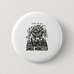 Badge Rond 5 Cm Chemise Monstre de Smog Gravure Vintage Éco Averti