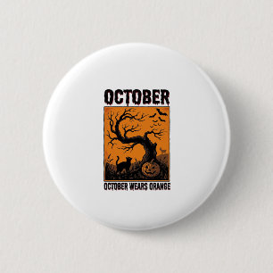 Badge Rond 5 Cm Chemise orange d'octobre Halloween vintage effraya