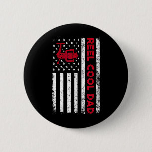 Badge Rond 5 Cm Chemise Papa Super Cool Drapeau Américain Pêche à