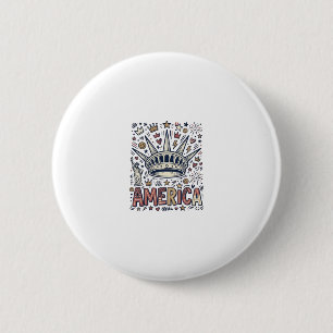 Badge Rond 5 Cm Chemise patriotique Vintage America Liberty Crown 