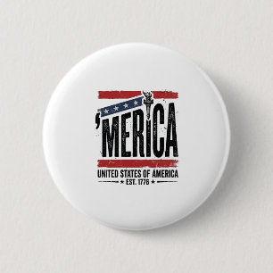 Badge Rond 5 Cm Chemise patriotique vintage Merica à motif en détr
