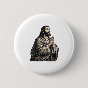 Badge Rond 5 Cm Chemise religieuse de l'homme priant de gravure vi