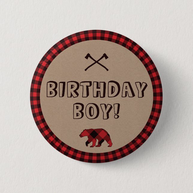 Badge Rond 5 Cm Chemise rustique à carreaux de buffle pour garçon  (Devant)