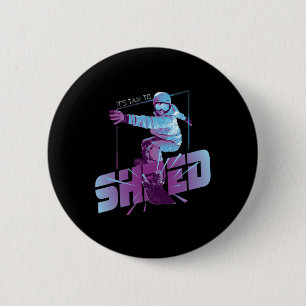 Badge Rond 5 Cm Chemise Shred Vintage Snowboard Costume 80s Snowbo