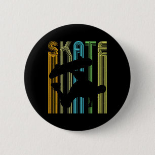 Badge Rond 5 Cm Chemise Silhouette de Skateur Rétro Vintage Planch