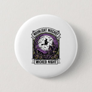 Badge Rond 5 Cm Chemise sorcière vintage Art de Halloween ensorcel