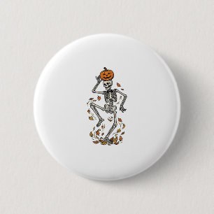 Badge Rond 5 Cm Chemise squelette de citrouille Art os dansants vi