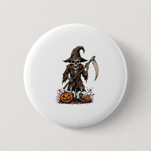 Badge Rond 5 Cm Chemise squelette épouvantail citrouille Halloween