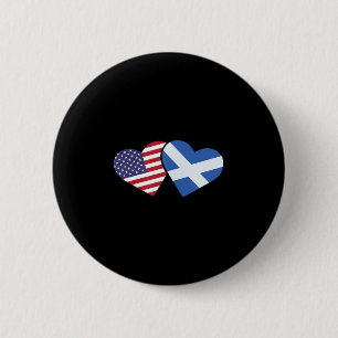 Badge Rond 5 Cm Chemise T drapeau Ecosse Usa coeur écossais améric