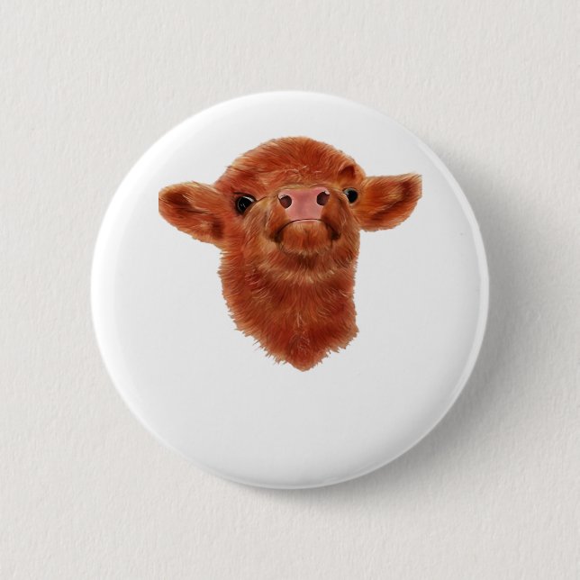 Badge Rond 5 Cm Chemise T surdimensionnée de la vache Highland (Devant)