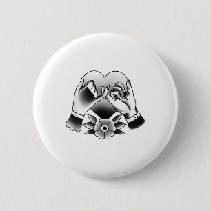 Badge Rond 5 Cm Chemise T Tatouage Traditionnelle - Coeur Avec Pro