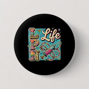 Badge Rond 5 Cm Chemise Tie Dye LPN Life Nurse Squad Infirmières