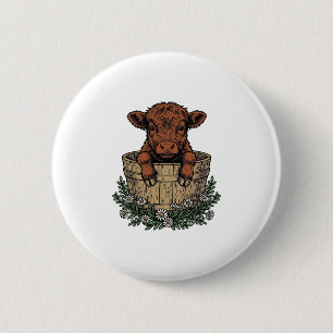 Badge Rond 5 Cm Chemise veau des Highlands Vintage Art Bucket Dais