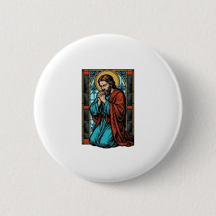 Badge Rond 5 Cm Chemise vectorielle de figure religieuse priant vi
