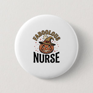Badge Rond 5 Cm Chemise vintage citrouille d'Halloween infirmière 